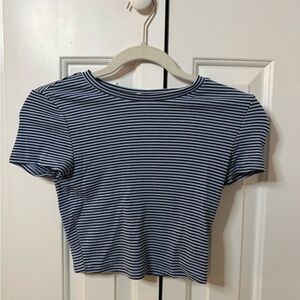 Garage Black and White Striped Crop Top